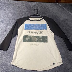 Hurley Black and White Graphic Raglan Tee